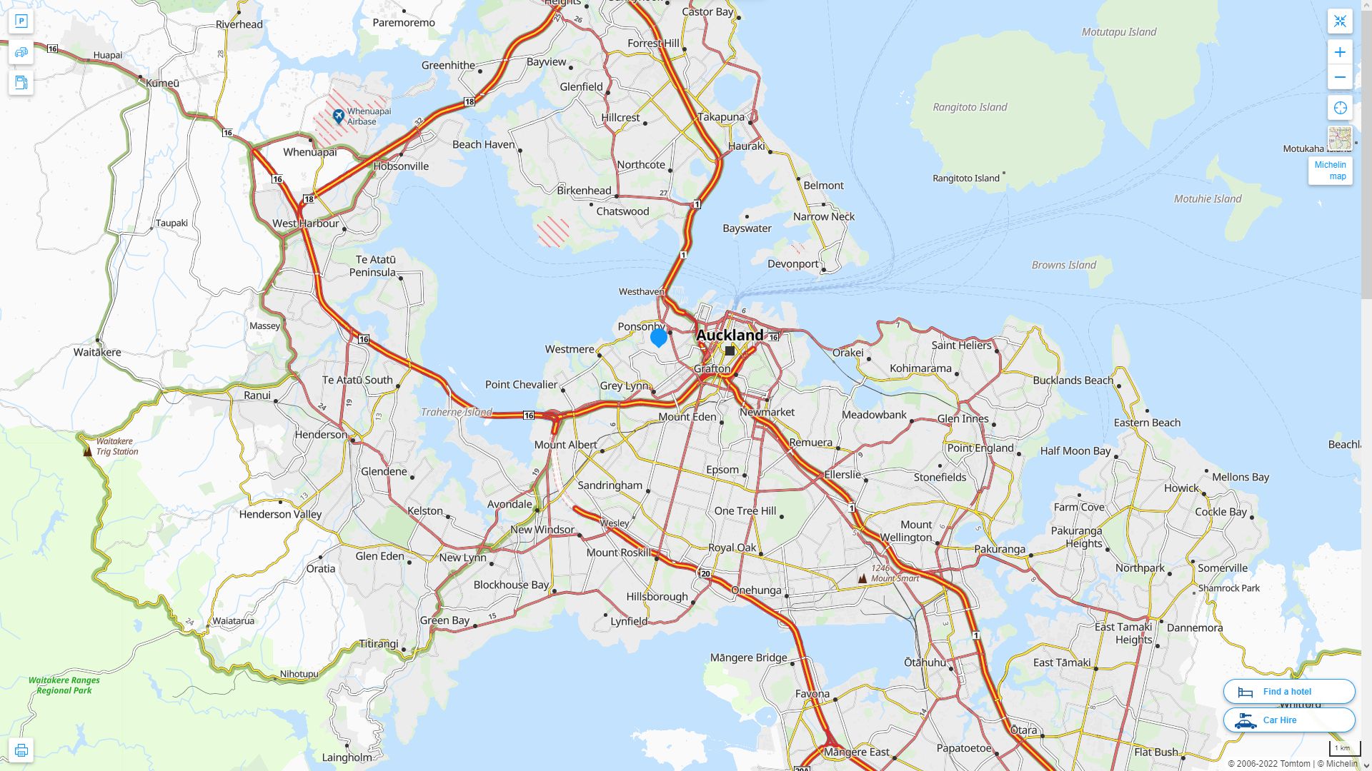 	Auckland	 Highway and Road Map